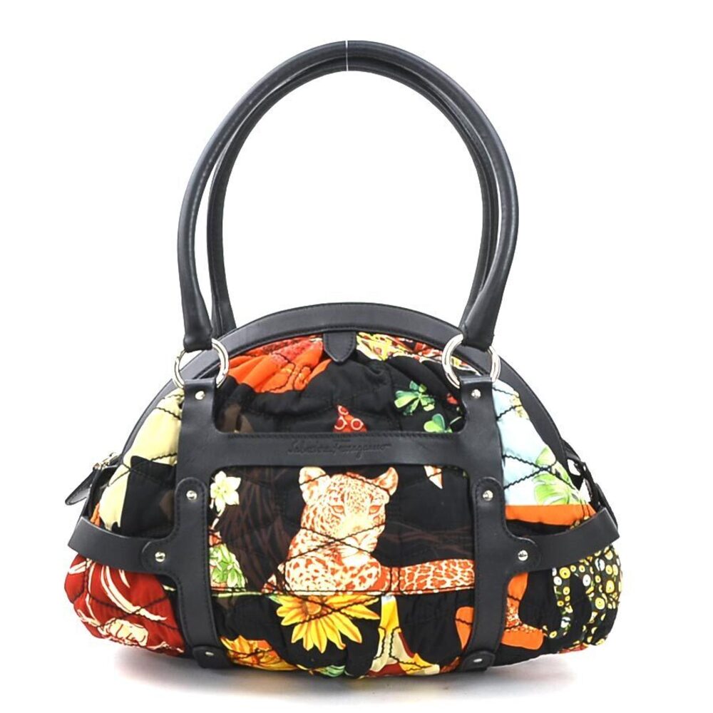 Salvatore Ferragamo shoulder bag leather black multicolored silver